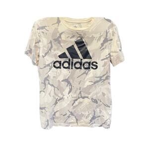Adidas Shirt Youth Large Brown Camouflage Short Sleeve Size L 14 / 16